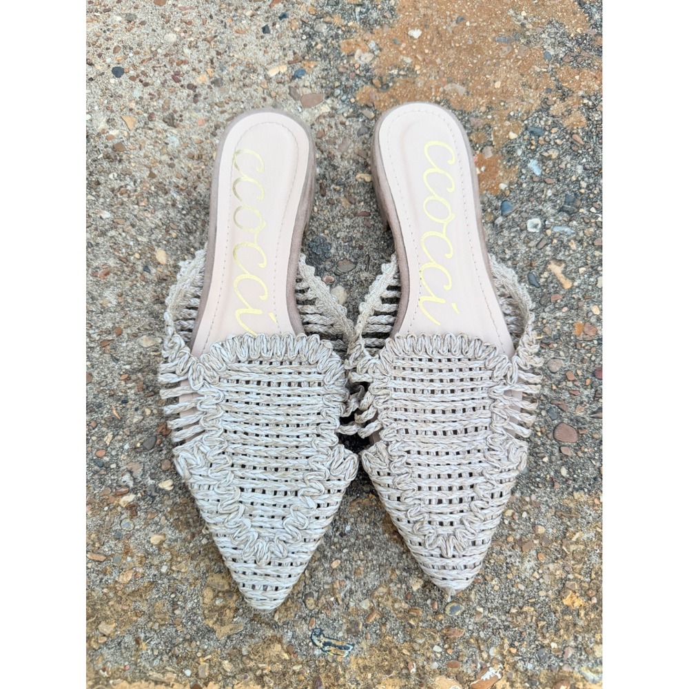 Ccocci Monaco Beige Woven Pointed Toe Mules Flats Womens Size 8.5 Slip On Boho